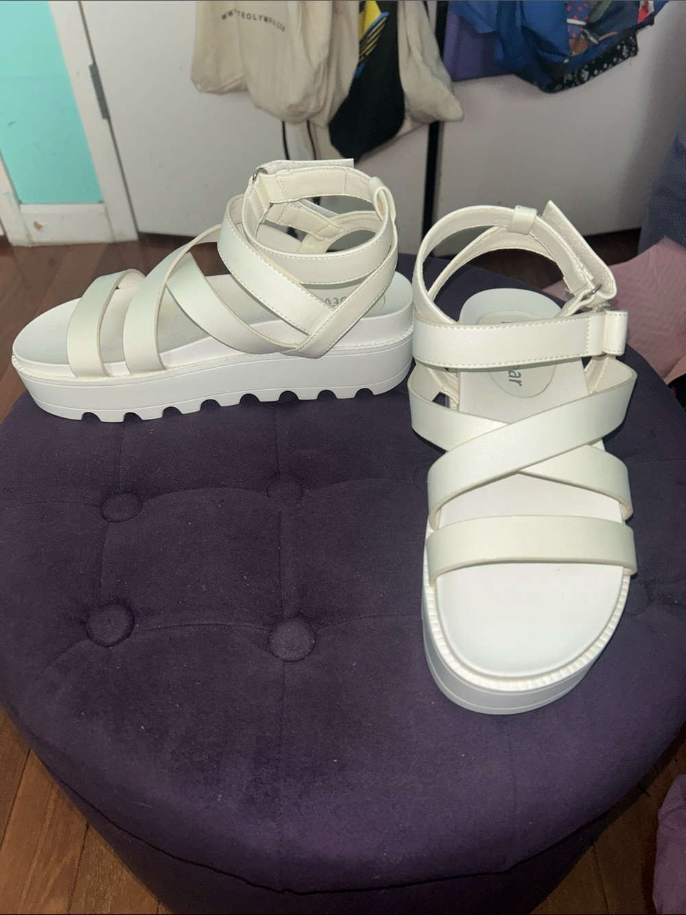 KOI Footwear- Chunky White Strappy Platform Sandals